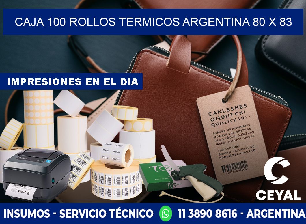CAJA 100 ROLLOS TERMICOS ARGENTINA 80 x 83