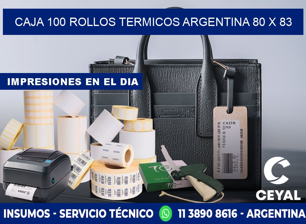 CAJA 100 ROLLOS TERMICOS ARGENTINA 80 x 83