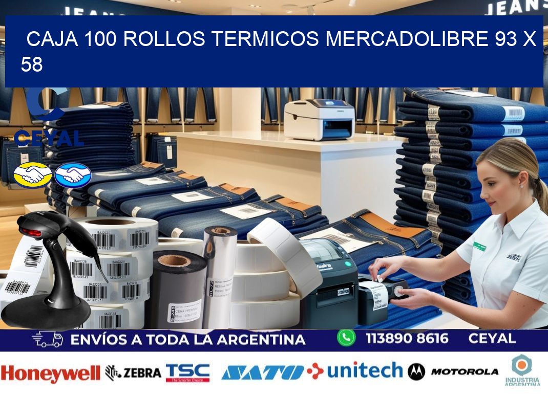 CAJA 100 ROLLOS TERMICOS MERCADOLIBRE 93 x 58