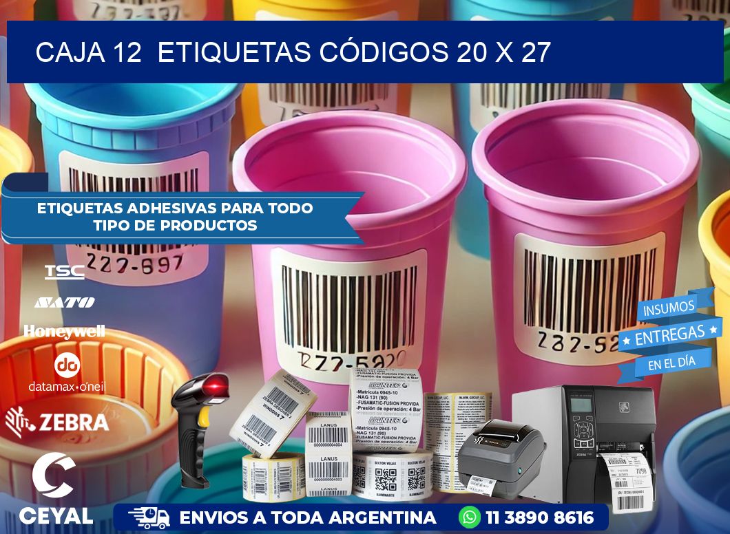 CAJA 12  ETIQUETAS CÓDIGOS 20 x 27