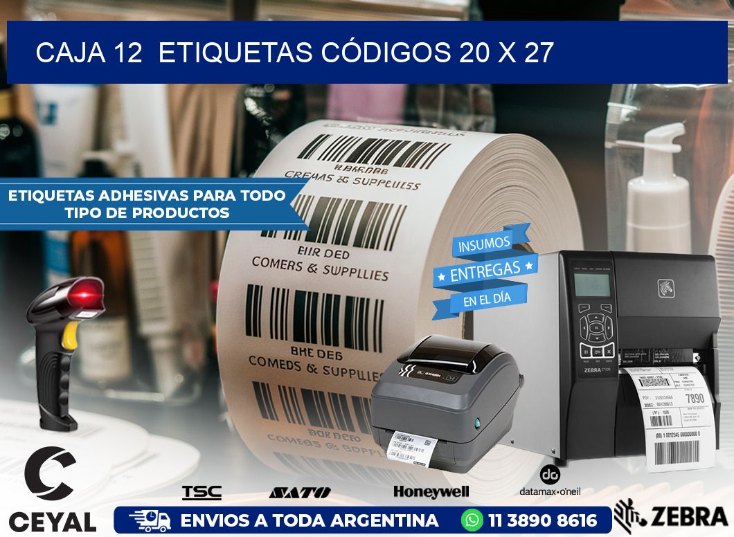 CAJA 12  ETIQUETAS CÓDIGOS 20 x 27