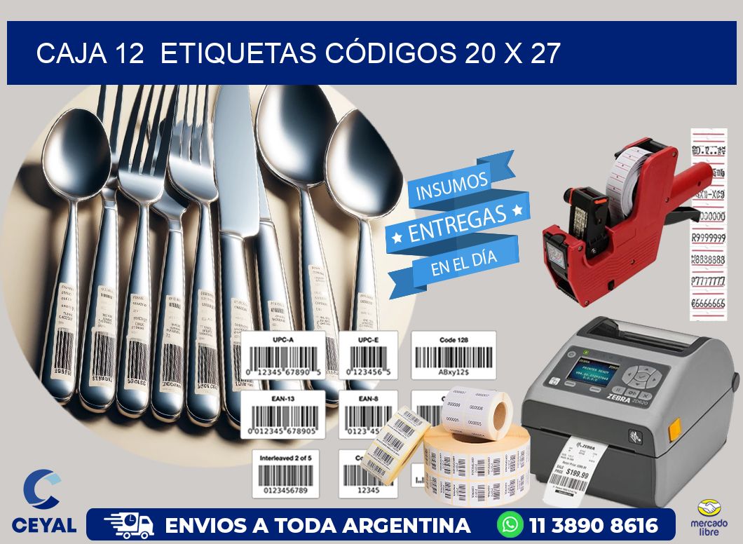 CAJA 12  ETIQUETAS CÓDIGOS 20 x 27