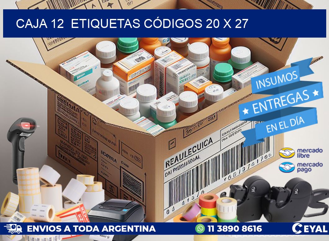 CAJA 12  ETIQUETAS CÓDIGOS 20 x 27