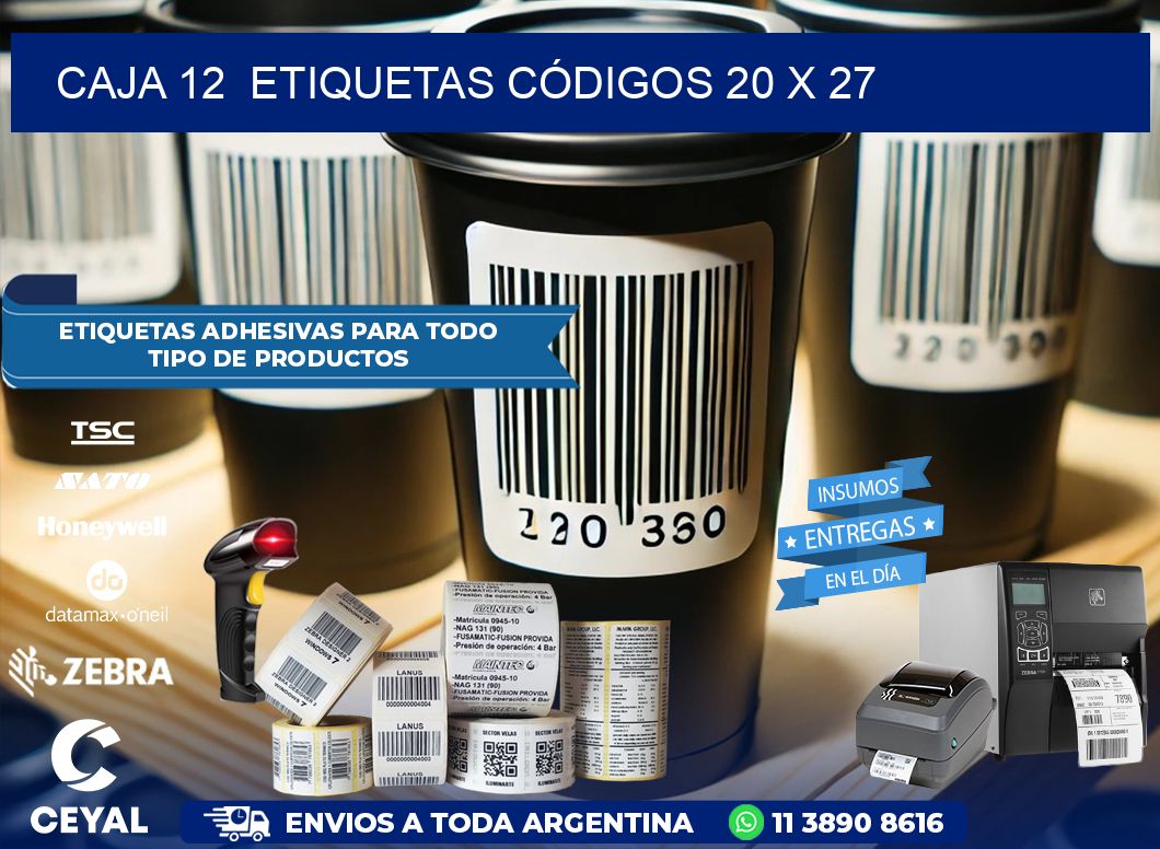 CAJA 12  ETIQUETAS CÓDIGOS 20 x 27