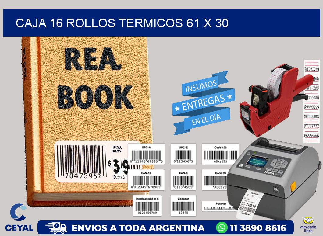 CAJA 16 ROLLOS TERMICOS 61 x 30