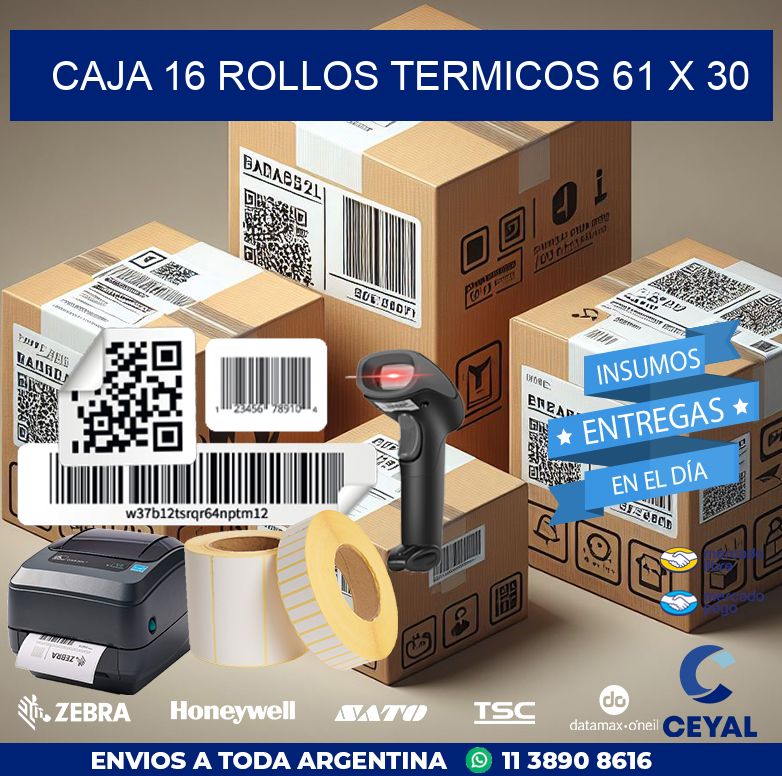 CAJA 16 ROLLOS TERMICOS 61 x 30