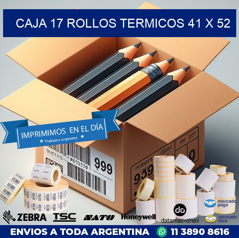 CAJA 17 ROLLOS TERMICOS 41 x 52