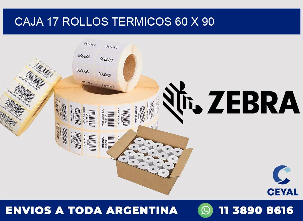 CAJA 17 ROLLOS TERMICOS 60 x 90