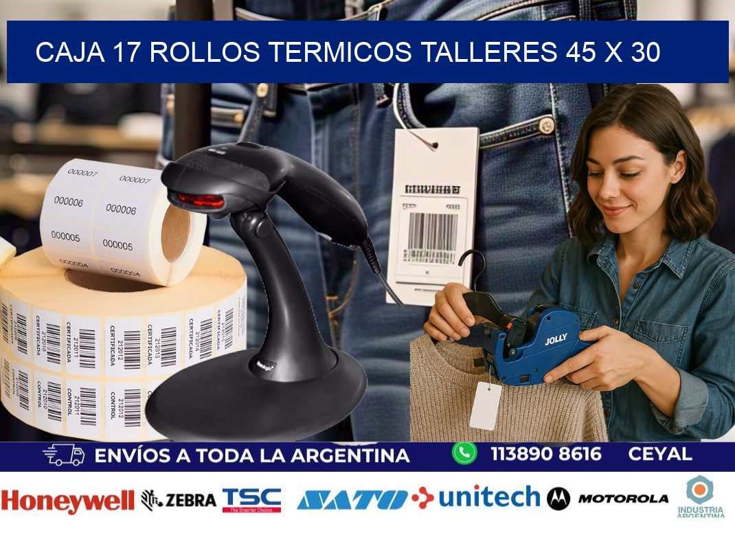 CAJA 17 ROLLOS TERMICOS TALLERES 45 x 30