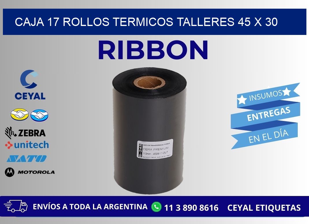 CAJA 17 ROLLOS TERMICOS TALLERES 45 x 30
