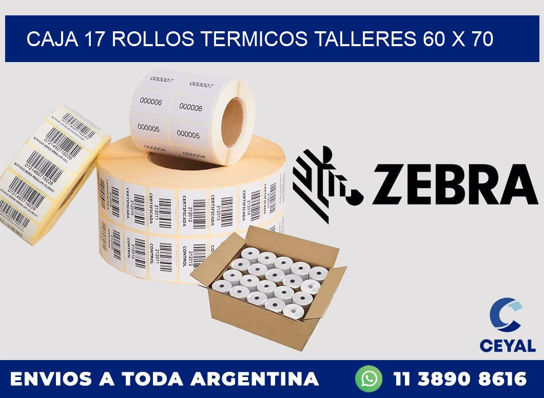 CAJA 17 ROLLOS TERMICOS TALLERES 60 x 70