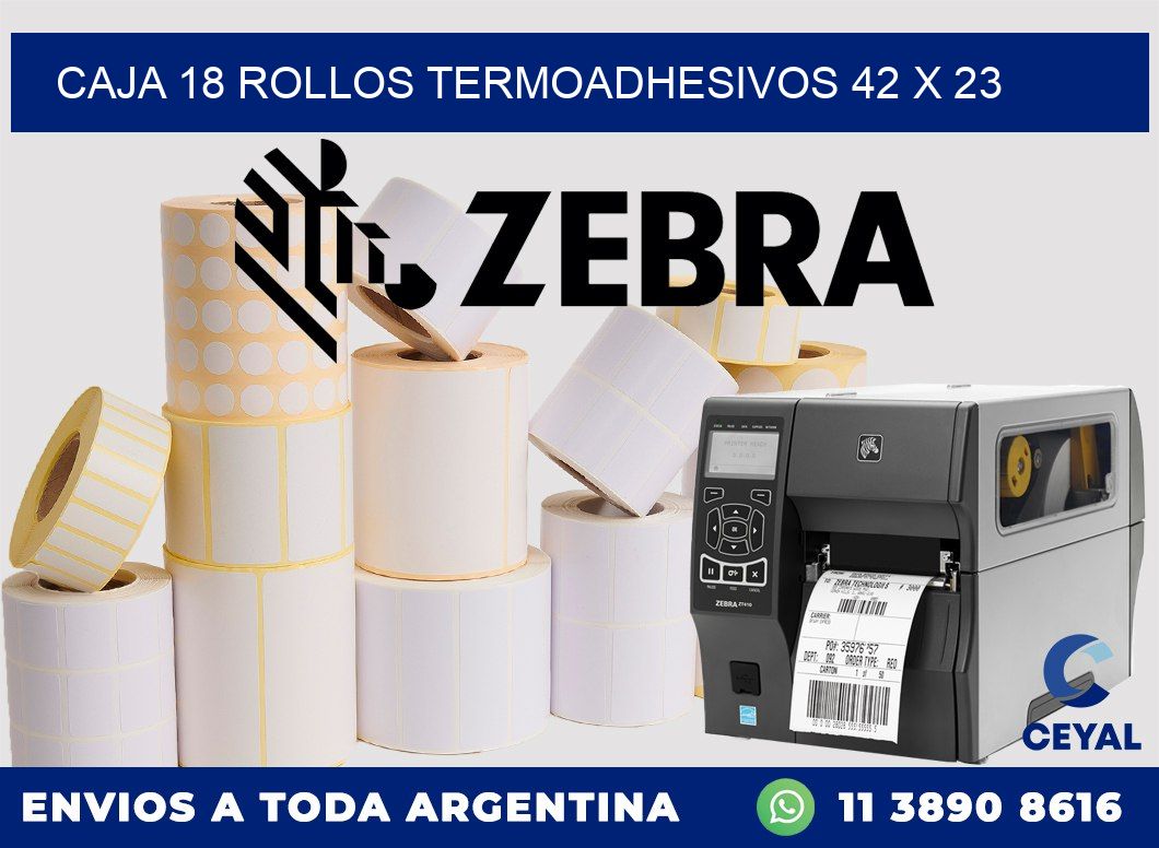 CAJA 18 ROLLOS TERMOADHESIVOS 42 x 23
