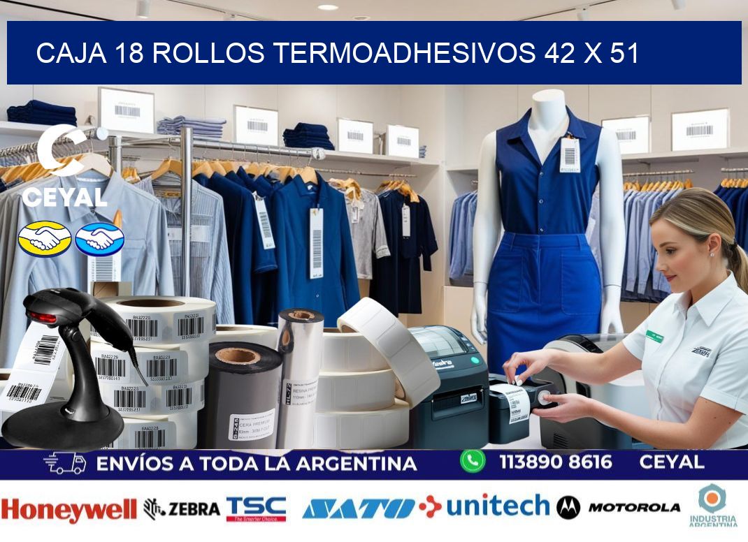 CAJA 18 ROLLOS TERMOADHESIVOS 42 x 51
