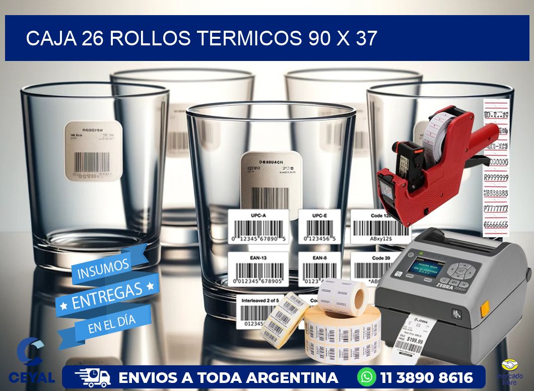 CAJA 26 ROLLOS TERMICOS 90 x 37