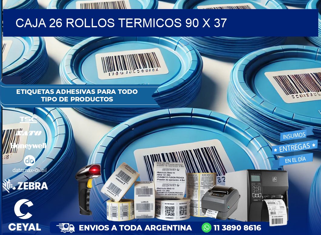 CAJA 26 ROLLOS TERMICOS 90 x 37