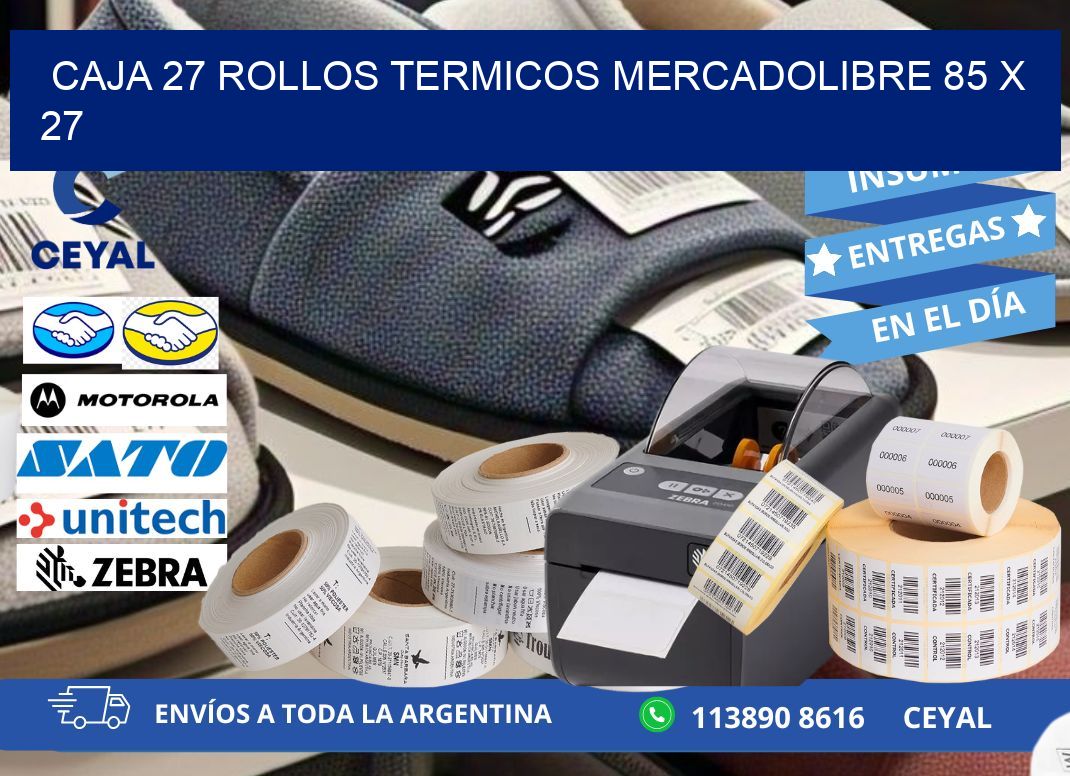 CAJA 27 ROLLOS TERMICOS MERCADOLIBRE 85 x 27