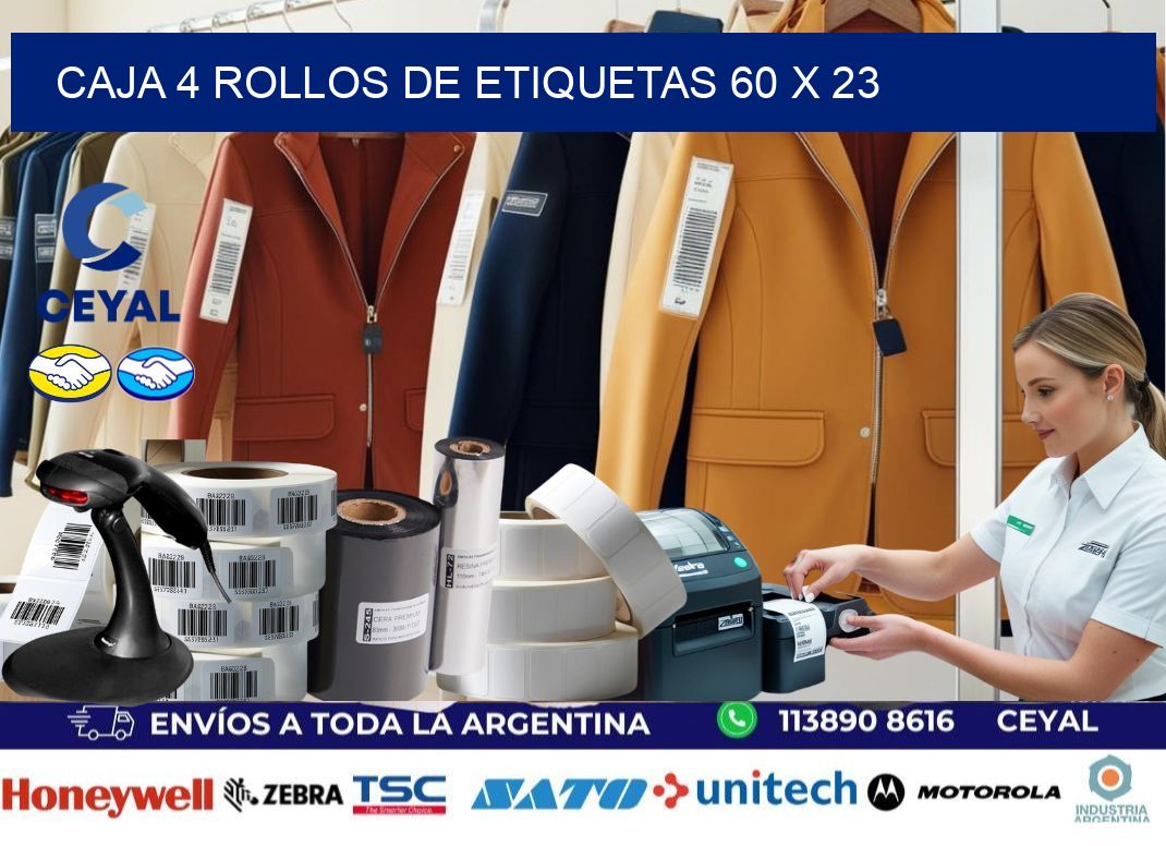 CAJA 4 ROLLOS DE ETIQUETAS 60 x 23