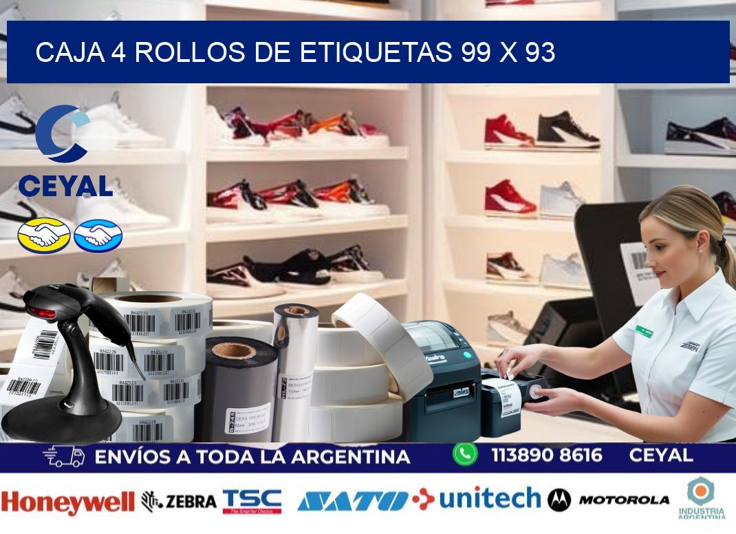 CAJA 4 ROLLOS DE ETIQUETAS 99 x 93