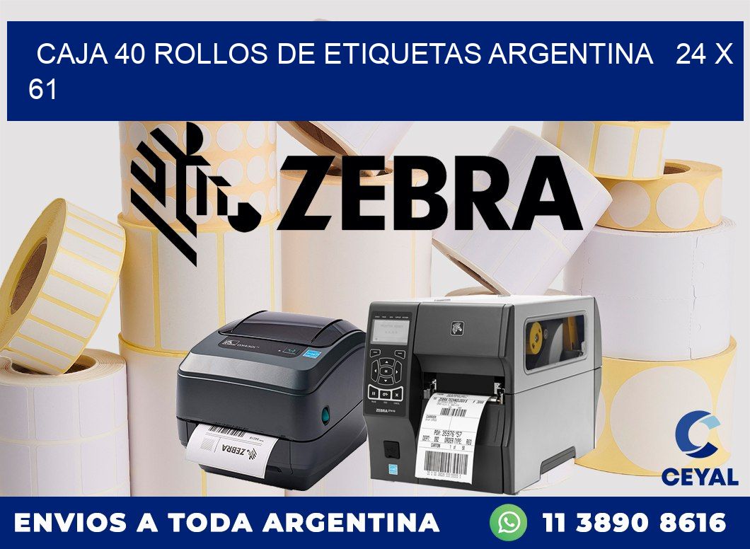 CAJA 40 ROLLOS DE ETIQUETAS ARGENTINA   24 x 61