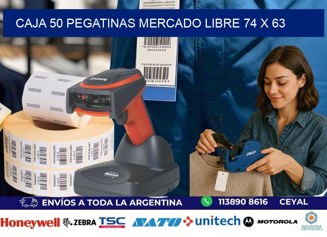 CAJA 50 PEGATINAS MERCADO LIBRE 74 x 63