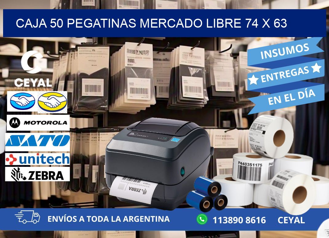 CAJA 50 PEGATINAS MERCADO LIBRE 74 x 63