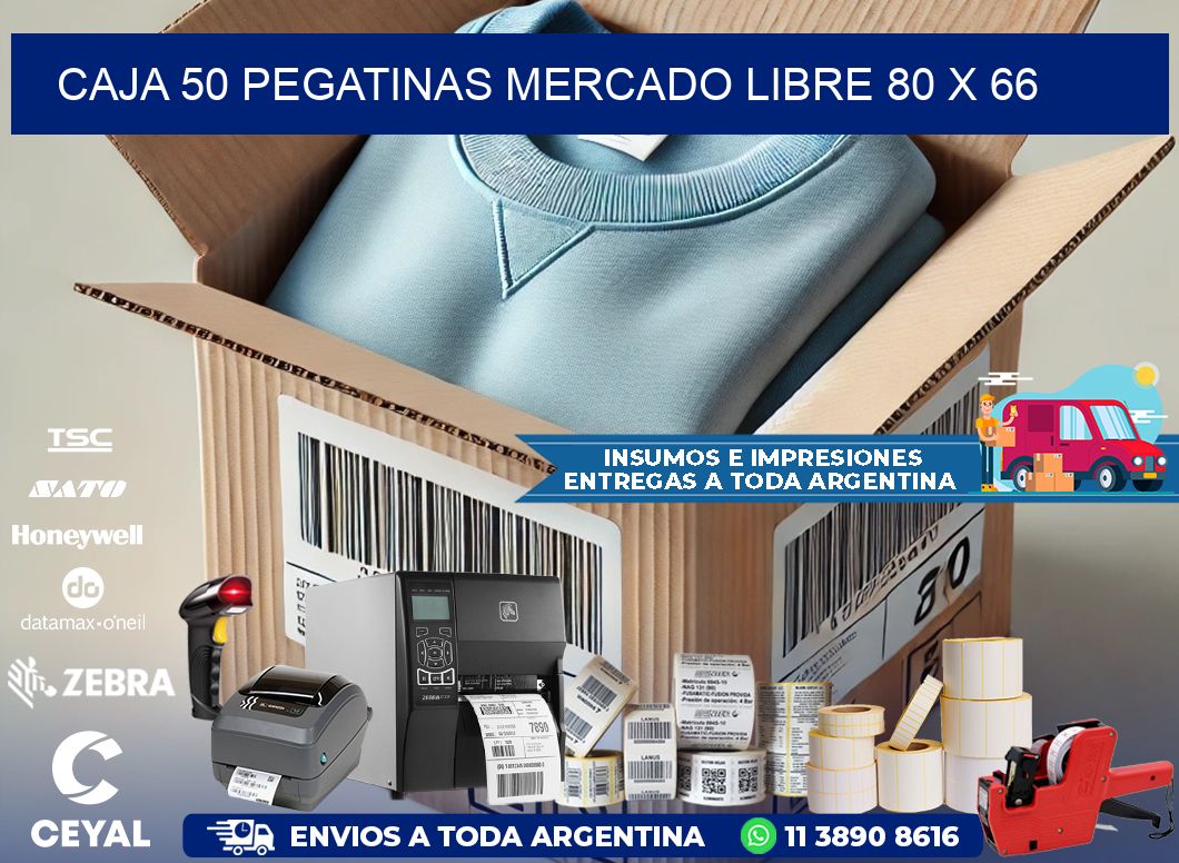 CAJA 50 PEGATINAS MERCADO LIBRE 80 x 66