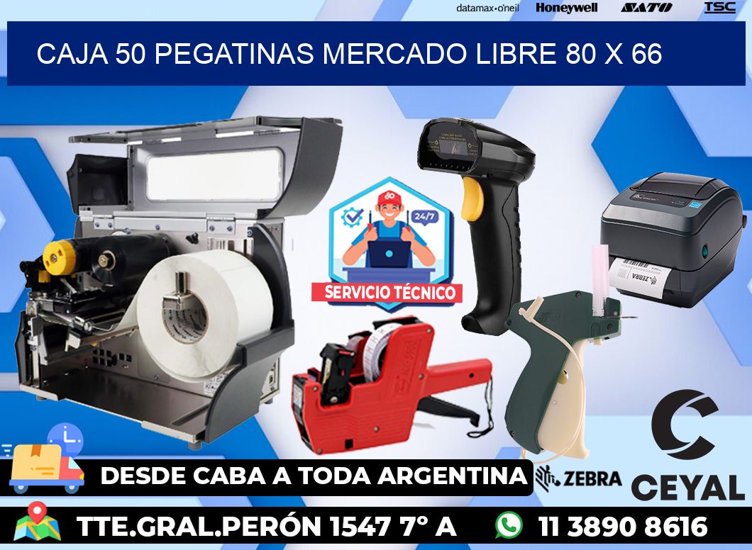 CAJA 50 PEGATINAS MERCADO LIBRE 80 x 66