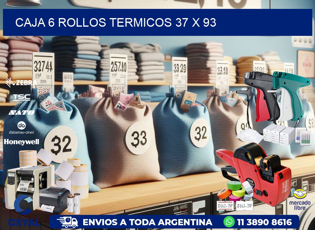 CAJA 6 ROLLOS TERMICOS 37 x 93