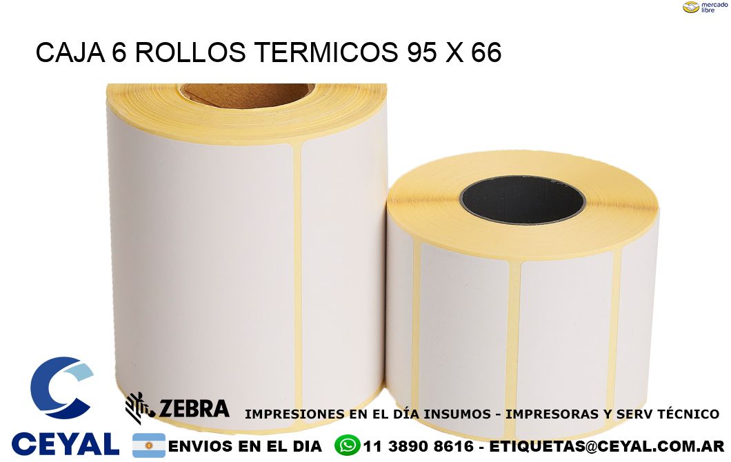 CAJA 6 ROLLOS TERMICOS 95 x 66