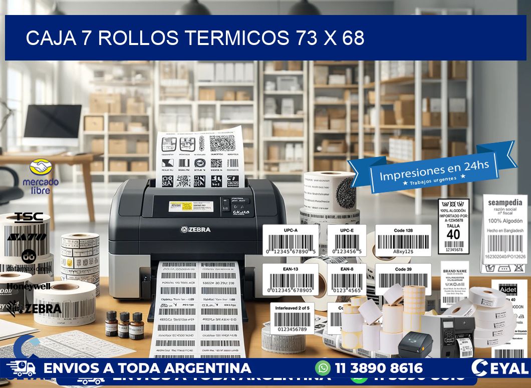 CAJA 7 ROLLOS TERMICOS 73 x 68