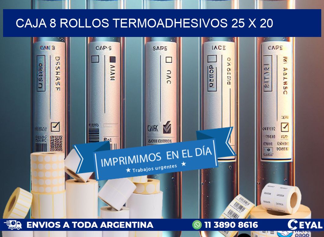 CAJA 8 ROLLOS TERMOADHESIVOS 25 x 20