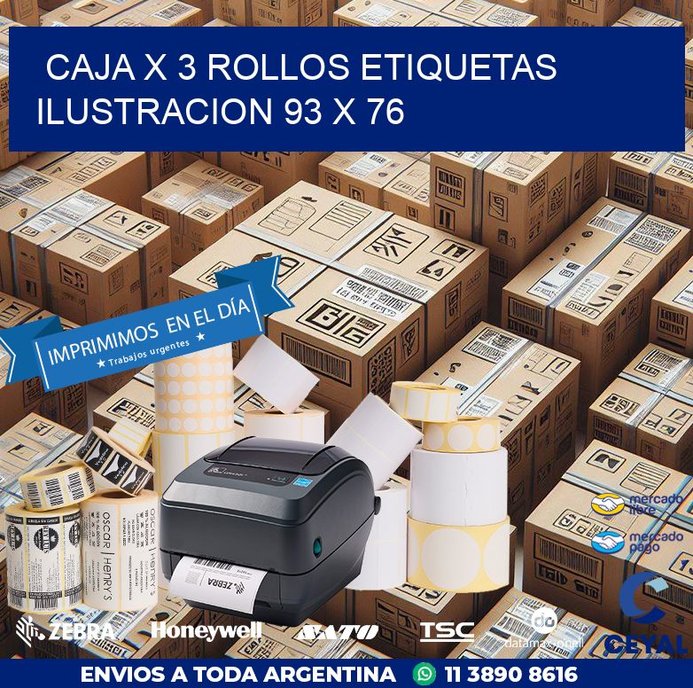 Caja X 3 Rollos Etiquetas Ilustracion 93 x 76