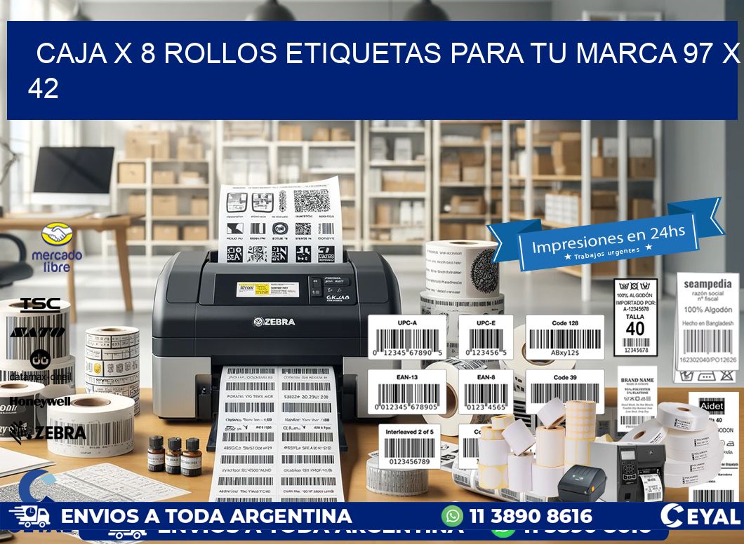Caja X 8 Rollos Etiquetas para tu marca 97 x 42