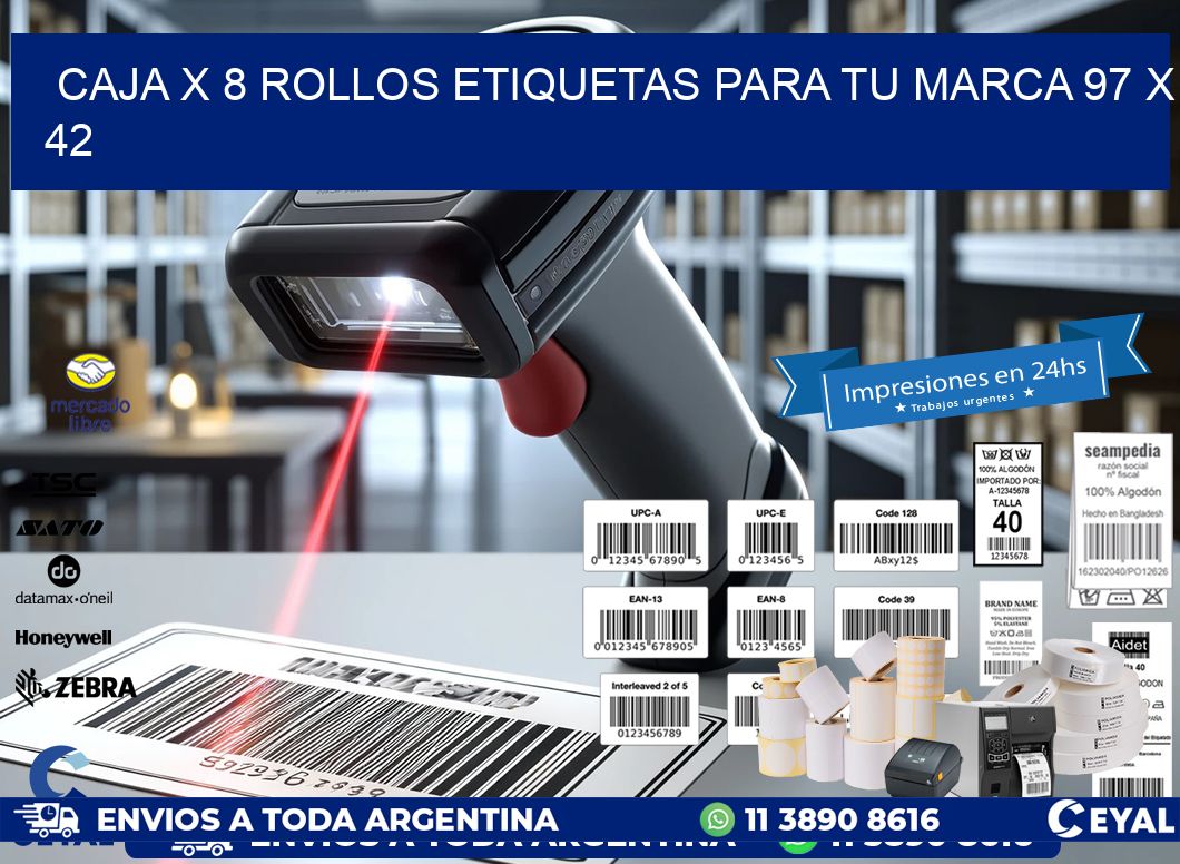 Caja X 8 Rollos Etiquetas para tu marca 97 x 42