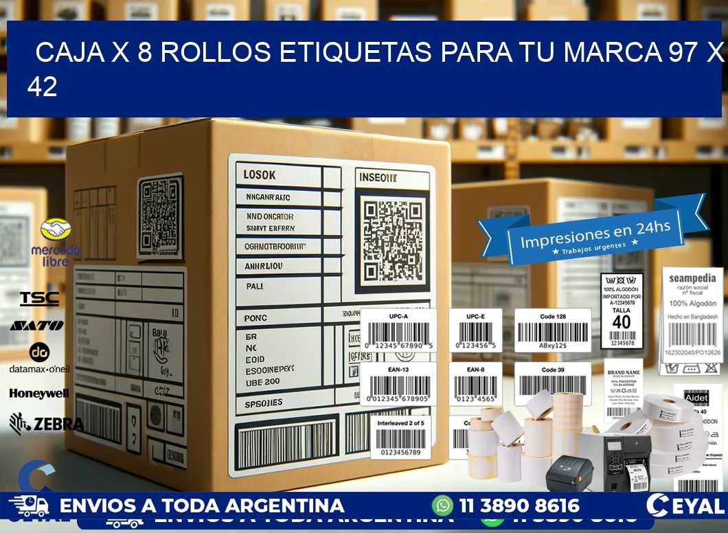 Caja X 8 Rollos Etiquetas para tu marca 97 x 42