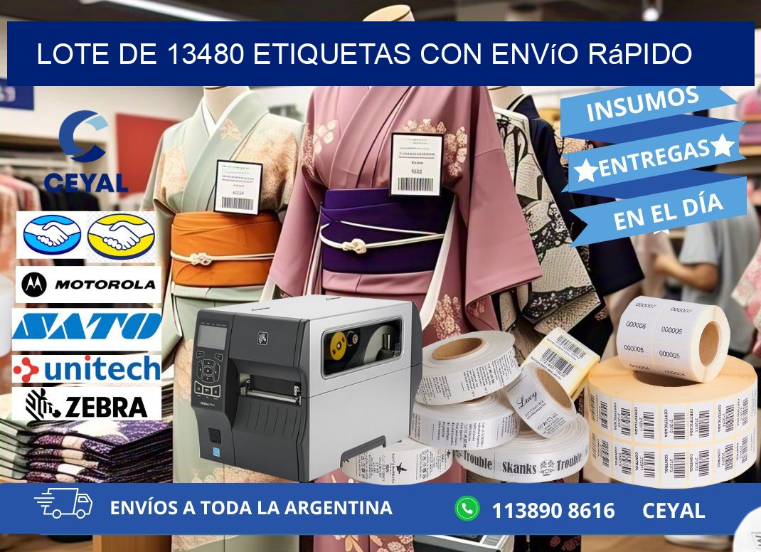 Lote de 13480 etiquetas con envío rápido