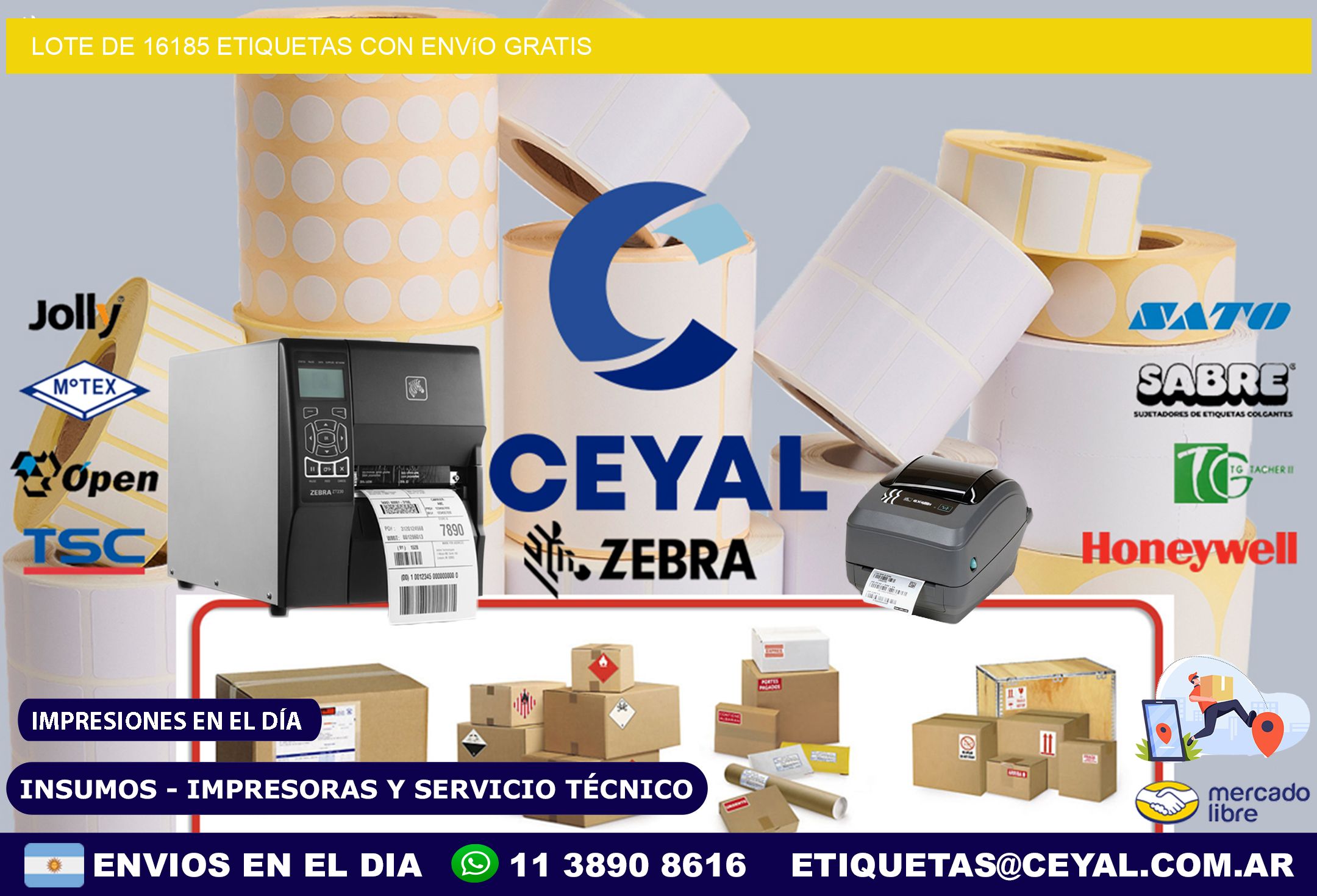 Lote de 16185 etiquetas con envío gratis
