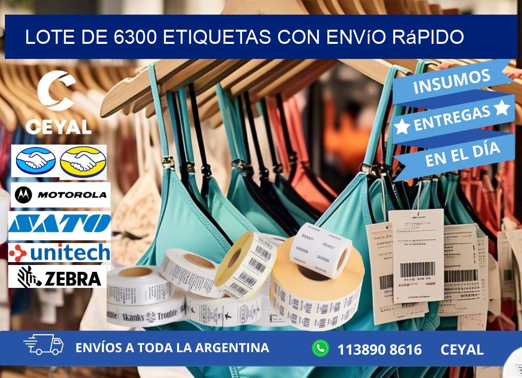 Lote de 6300 etiquetas con envío rápido