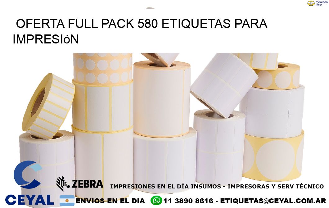 Oferta full pack 580 etiquetas para impresión