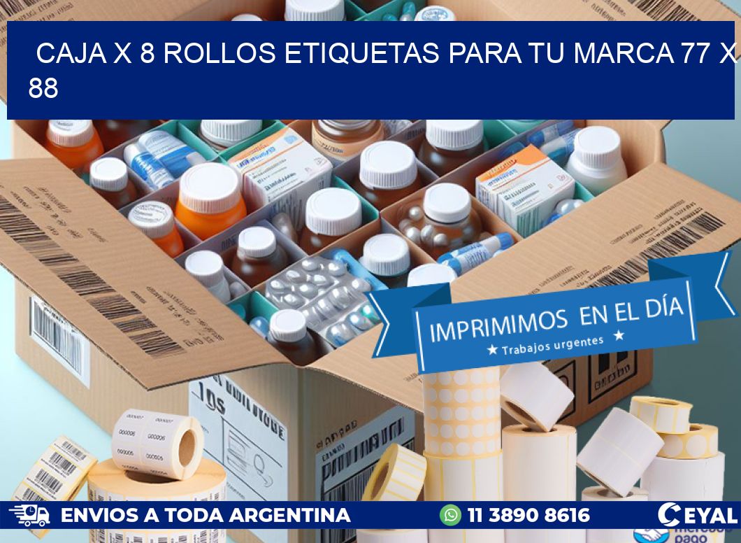 Caja X 8 Rollos Etiquetas para tu marca 77 x 88