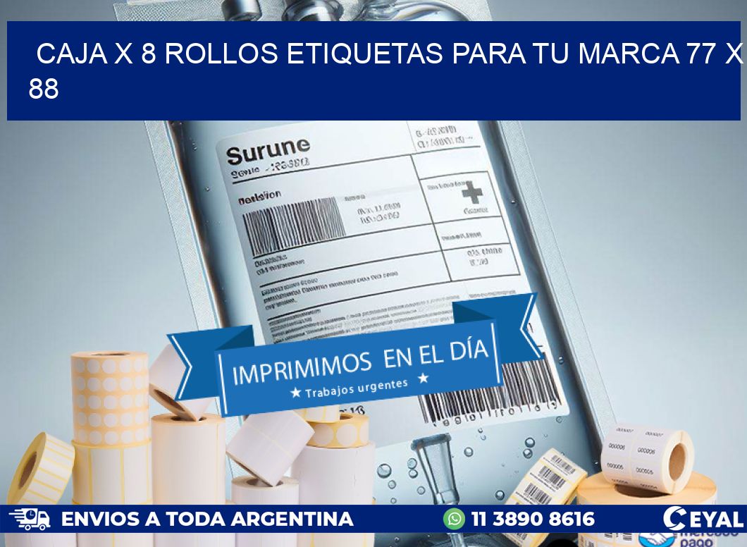 Caja X 8 Rollos Etiquetas para tu marca 77 x 88