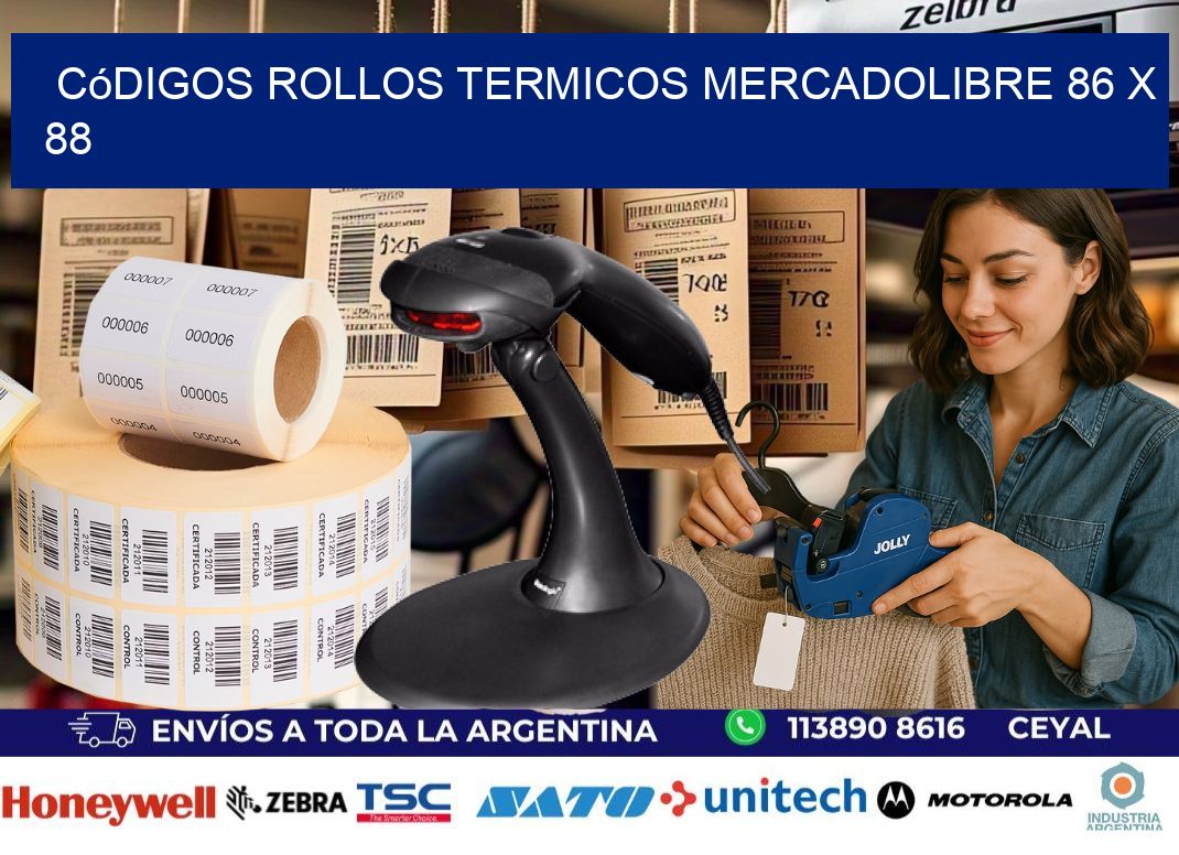 Códigos ROLLOS TERMICOS MERCADOLIBRE 86 x 88