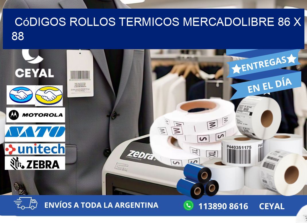 Códigos ROLLOS TERMICOS MERCADOLIBRE 86 x 88