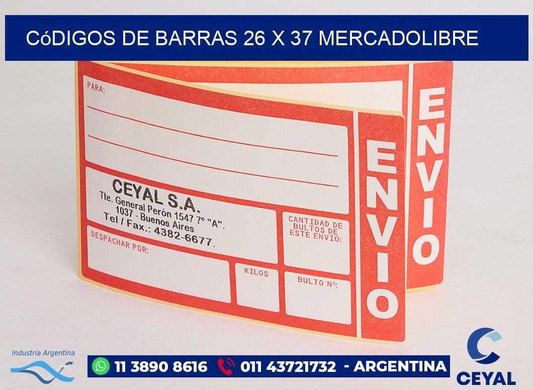 Códigos de Barras 26 x 37 MERCADOLIBRE