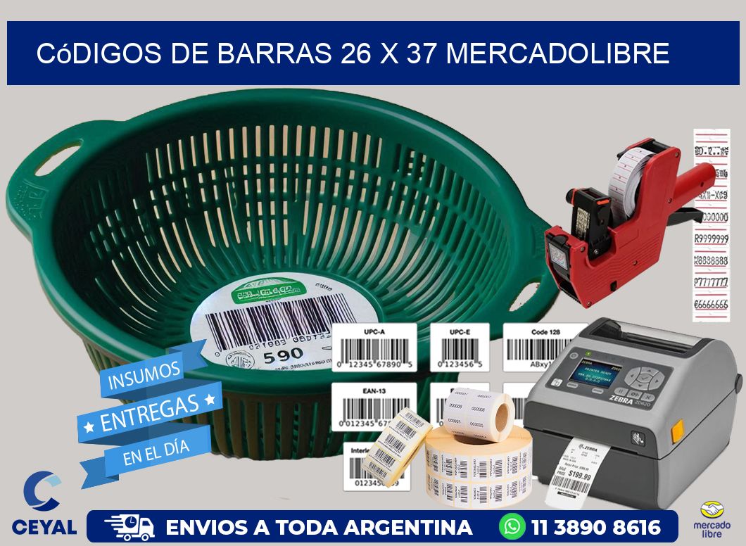 Códigos de Barras 26 x 37 MERCADOLIBRE