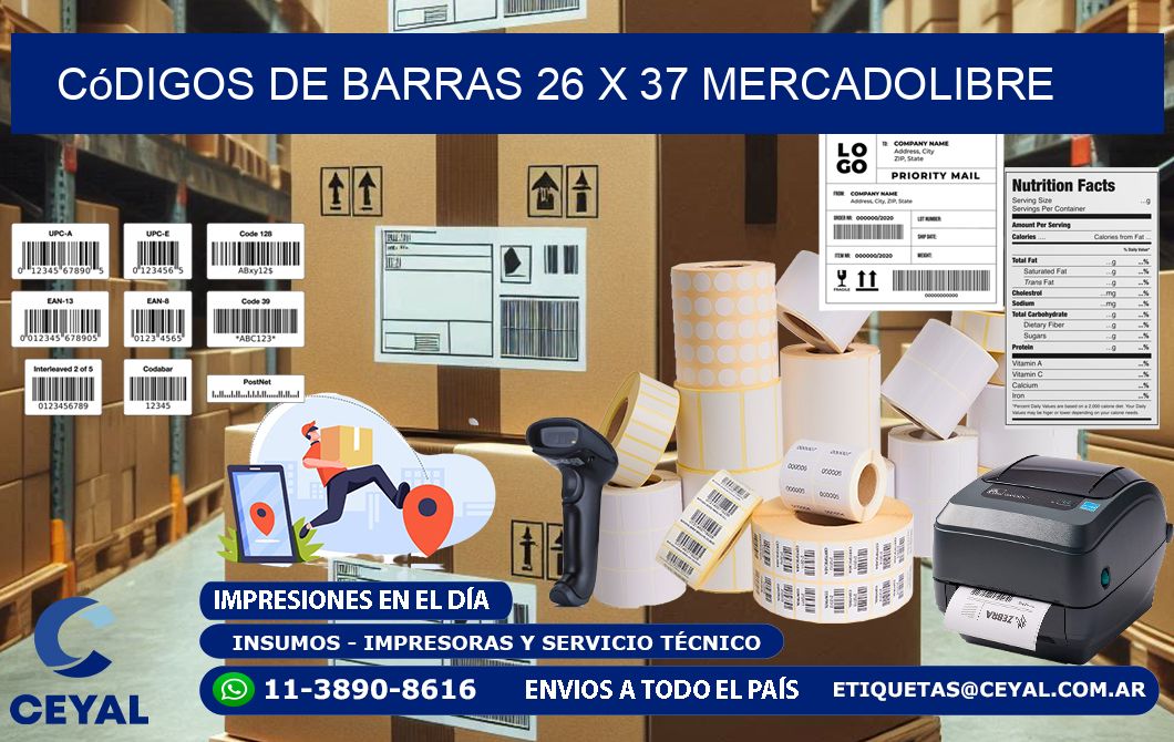 Códigos de Barras 26 x 37 MERCADOLIBRE