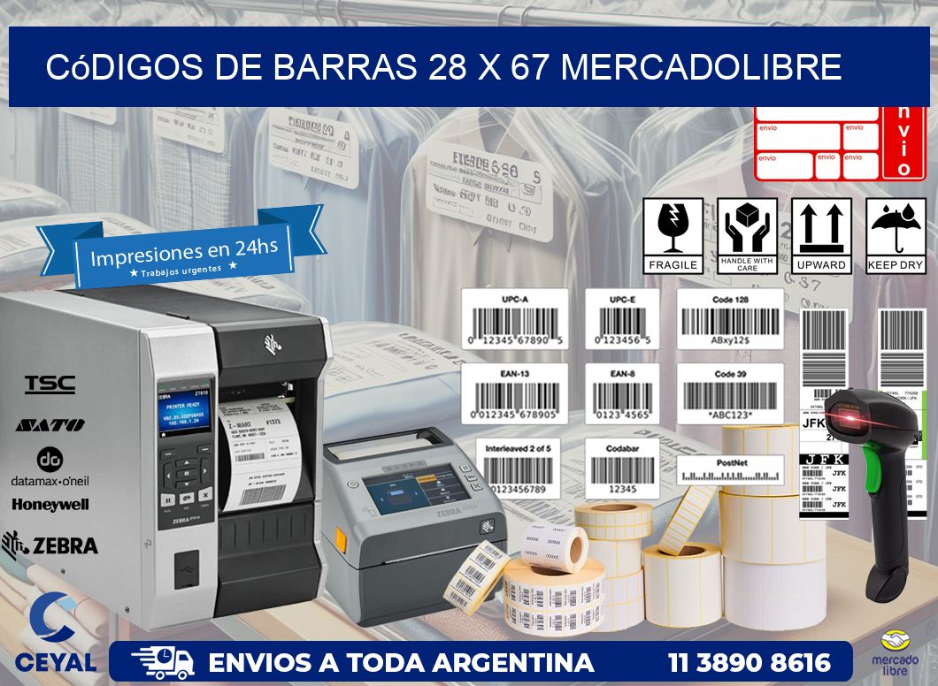 Códigos de Barras 28 x 67 MERCADOLIBRE
