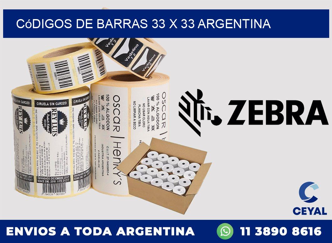 Códigos de Barras 33 x 33 argentina