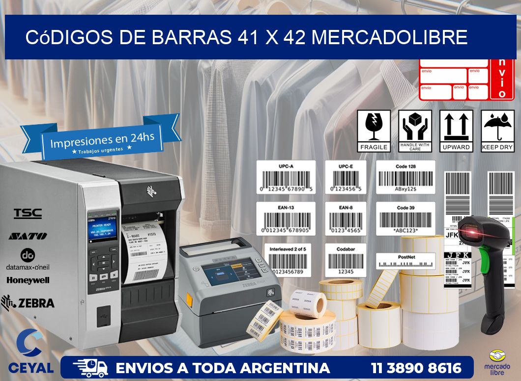 Códigos de Barras 41 x 42 MERCADOLIBRE