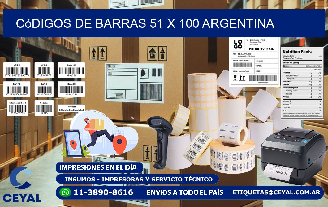 Códigos de Barras 51 x 100 argentina